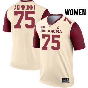 Women Daniel Akinkunmi Cream Sooners College Football #75 Jersey 186703-658