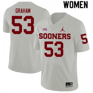 Women Darius Graham White OU Sooners College Football #53 Jersey 145449-848