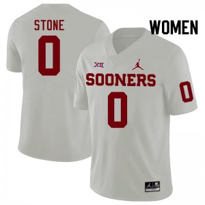 Women David Stone White Sooners College Football #0 Jersey 385797-275