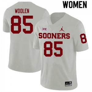 Women Davion Woolen White Oklahoma Sooners College Football #85 Jersey 996015-429