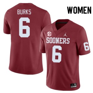 Women Deion Burks Crimson Oklahoma Sooners 2024 SEC Conference #6 Jersey 837253-713