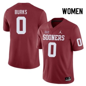 Women Deion Burks Crimson Oklahoma Sooners College Football #6 Jersey 135924-505