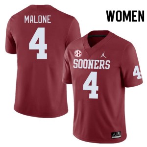Women Dez Malone Crimson Oklahoma Sooners 2024 SEC Conference #4 Jersey 213230-123
