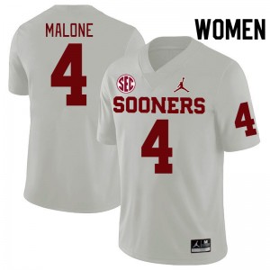 Women Dez Malone White OU Sooners 2024 SEC Conference College Football #4 Jersey 233545-836