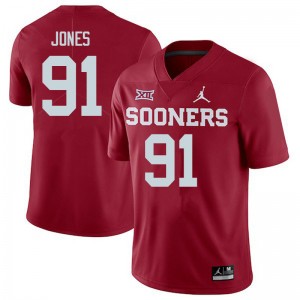 Women Dominique Jones Crimson Oklahoma College Football #91 Jersey 808127-823