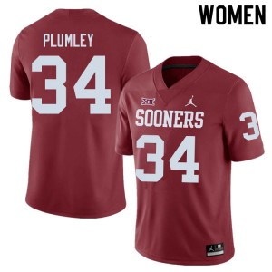 Women Dorian Plumley Crimson OU College Football #34 Jersey 286611-429