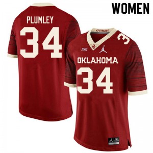 Women Dorian Plumley Retro OU College Football #34 Jersey 156526-112