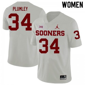 Women Dorian Plumley White Sooners College Football #34 Jersey 472714-297