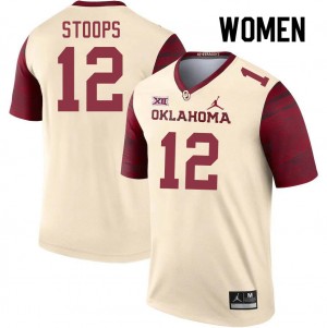 Women Drake Stoops Cream OU Sooners College Football #12 Jersey 770164-103