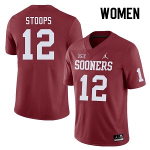 Women Drake Stoops Crimson Oklahoma Sooners College Football #12 Jersey 595389-679