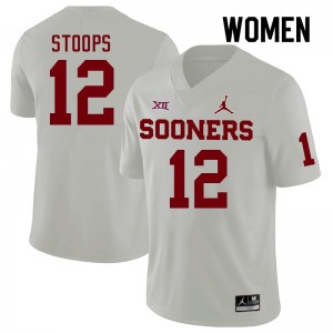 Women Drake Stoops White OU Sooners College Football #12 Jersey 535684-648