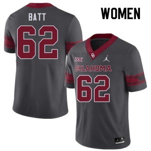 Women Drew Batt Charcoal Oklahoma Sooners College Football #62 Jersey 655667-719