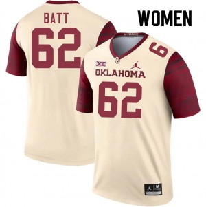 Women Drew Batt Cream Sooners College Football #62 Jersey 941248-645