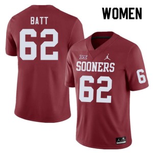 Women Drew Batt Crimson OU College Football #62 Jersey 177185-546
