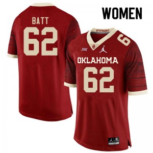 Women Drew Batt Retro Sooners College Football #62 Jersey 667134-885