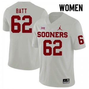 Women Drew Batt White Sooners College Football #62 Jersey 558390-581