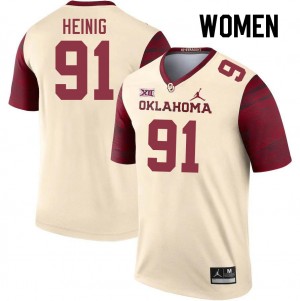 Women Drew Heinig Cream OU College Football #91 Jersey 718680-518