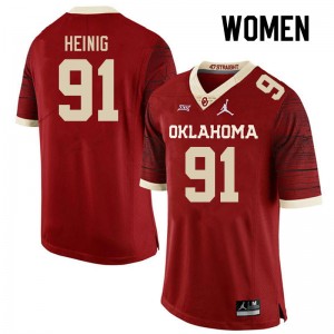 Women Drew Heinig Retro Sooners College Football #91 Jersey 825767-640