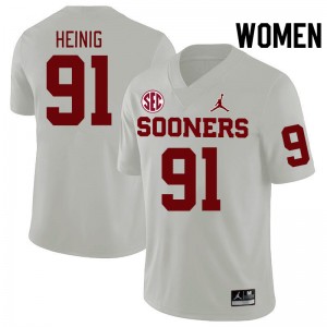 Women Drew Heinig White OU Sooners 2024 SEC Conference College Football #91 Jersey 354442-936