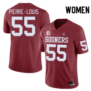 Women Eddy Pierre-Louis Crimson Oklahoma Sooners 2024 SEC Conference #55 Jersey 396188-411