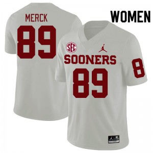 Women Eli Merck White Oklahoma Sooners 2024 SEC Conference College Football #89 Jersey 281750-942