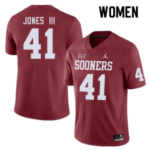 Women Emmett Jones III Crimson OU Sooners College Football #41 Jersey 196436-228
