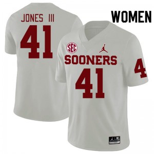 Women Emmett Jones III White Sooners 2024 SEC Conference College Football #41 Jersey 698084-427