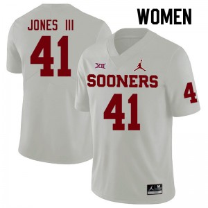 Women Emmett Jones III White OU College Football #41 Jersey 402166-776