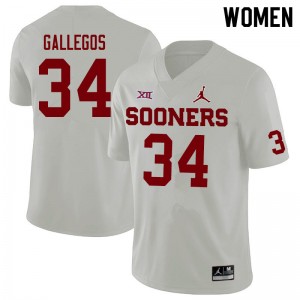 Women Eric Gallegos White Sooners Jordan Brand College Football #34 Jersey 606707-386