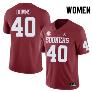 Women Ethan Downs Crimson Sooners 2024 SEC Conference #40 Jersey 513974-926