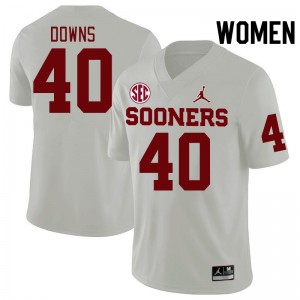 Women Ethan Downs White Oklahoma 2024 SEC Conference College Football #40 Jersey 118965-367
