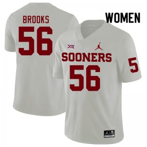 Women Eugene Brooks White Sooners College Football #56 Jersey 880955-378