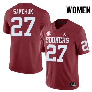 Women Gavin Sawchuk Crimson Sooners 2024 SEC Conference #27 Jersey 278342-388