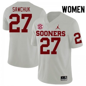 Women Gavin Sawchuk White Sooners 2024 SEC Conference College Football #27 Jersey 232185-963