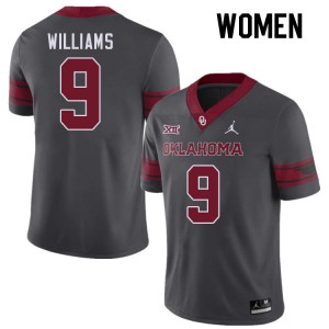 Women Gentry Williams Charcoal OU Sooners College Football #9 Jersey 955827-367