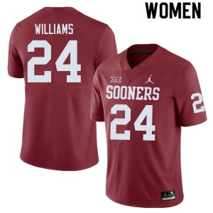 Women Gentry Williams Crimson Oklahoma College Football #24 Jersey 420581-323