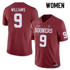 Women Gentry Williams Crimson Sooners College Football #9 Jersey 609928-610