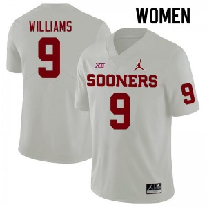 Women Gentry Williams White Oklahoma College Football #9 Jersey 129523-889