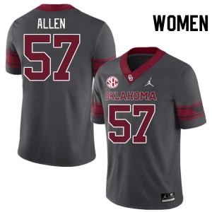Women Gunnar Allen Charcoal Sooners 2024 SEC Conference #57 Jersey 433580-899