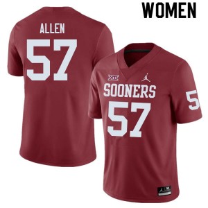 Women Gunnar Allen Crimson OU Sooners College Football #57 Jersey 604441-334