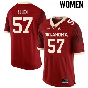 Women Gunnar Allen Retro Oklahoma Sooners College Football #57 Jersey 169742-543