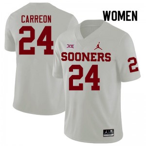 Women Ivan Carreon White Sooners College Football #24 Jersey 826784-672
