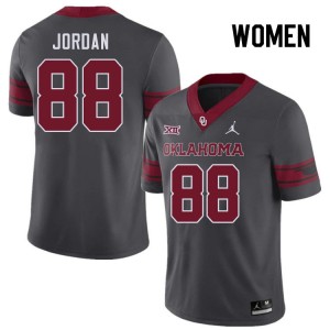 Women Jacob Jordan Charcoal OU College Football #88 Jersey 293692-615