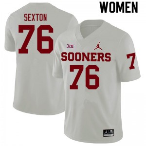 Women Jacob Sexton White Oklahoma College Football #76 Jersey 568972-209