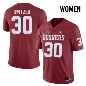 Women Jacob Switzer Crimson OU Sooners College Football #30 Jersey 134884-369