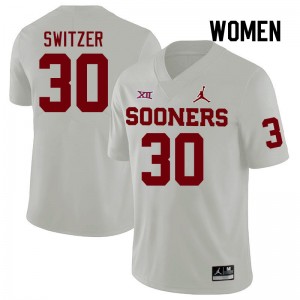 Women Jacob Switzer White OU Sooners College Football #30 Jersey 506736-789