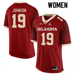 Women Jacobe Johnson Retro Sooners College Football #19 Jersey 347794-610