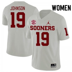 Women Jacobe Johnson White Oklahoma Sooners 2024 SEC Conference College Football #19 Jersey 658178-300