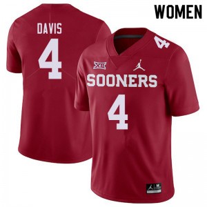 Women Jaden Davis Crimson Oklahoma Jordan Brand College Football #4 Jersey 593100-157