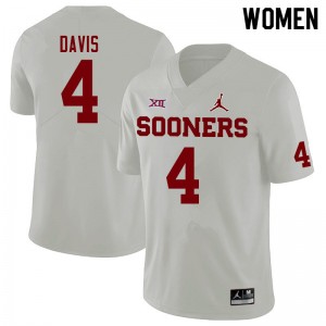 Women Jaden Davis White OU Sooners Jordan Brand College Football #4 Jersey 531987-433